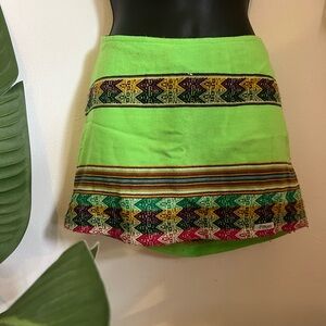 Pitusa Green Embellished Skater Mini Skirt